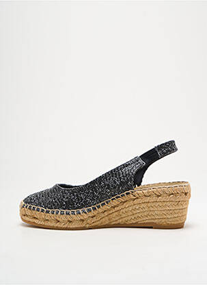 Espadrilles tissage satiné talon de 4 à 6cm noir MONTANE femme