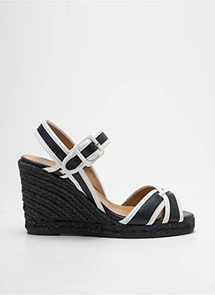 Espadrilles tissage satiné talon de 7 à 9cm noir CASTANER femme