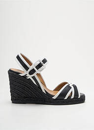 Espadrilles tissage satiné talon de 7 à 9cm noir CASTANER femme