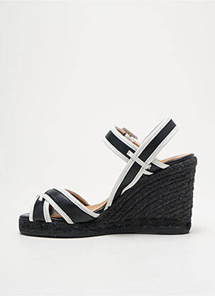 Espadrilles tissage satiné talon de 7 à 9cm noir CASTANER femme