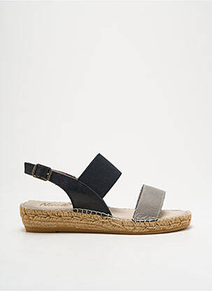 Espadrilles tissage satiné talon plat jusqu'à 3cm argent NICOLE femme
