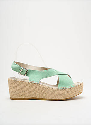 Espadrilles nubuck talon de 4 à 6cm vert NICOLE femme