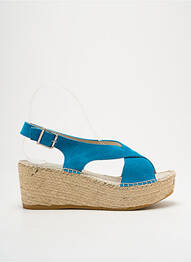 Espadrilles nubuck talon de 4 à 6cm bleu NICOLE femme