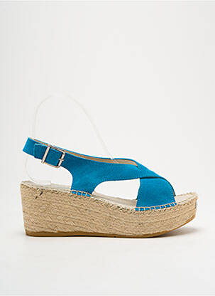Espadrilles nubuck talon de 4 à 6cm bleu NICOLE femme