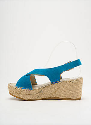Espadrilles nubuck talon de 4 à 6cm bleu NICOLE femme