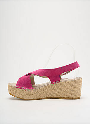 Espadrilles nubuck talon de 4 à 6cm rose NICOLE femme