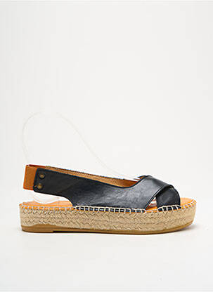 Espadrilles tissage satiné talon plat jusqu'à 3cm noir L'ESPADRILLE DE NICOLE femme