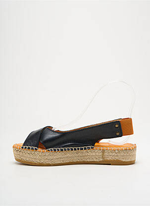 Espadrilles tissage satiné talon plat jusqu'à 3cm noir L'ESPADRILLE DE NICOLE femme