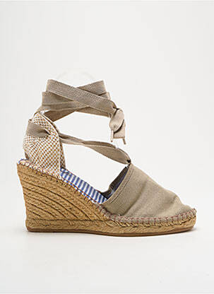 Espadrilles fermeture lacets talon de 7 à 9cm beige NICOLE femme