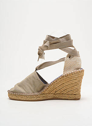 Espadrilles fermeture lacets talon de 7 à 9cm beige NICOLE femme