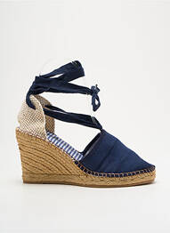 Espadrilles fermeture lacets talon de 7 à 9cm bleu NICOLE femme