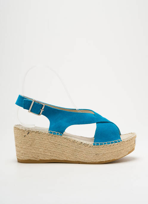 Espadrilles nubuck talon de 4 à 6cm bleu NICOLE femme