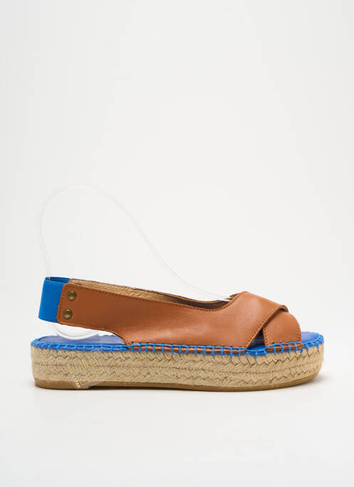 Espadrilles tissage satiné talon plat jusqu'à 3cm marron L'ESPADRILLE DE NICOLE femme