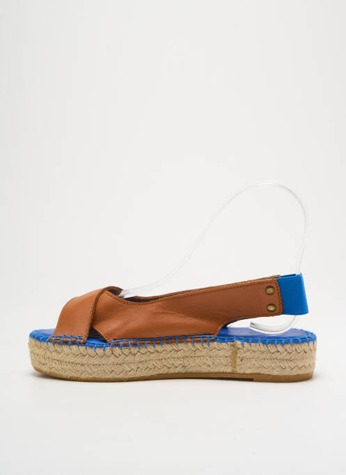 Espadrilles tissage satiné talon plat jusqu'à 3cm marron L'ESPADRILLE DE NICOLE femme