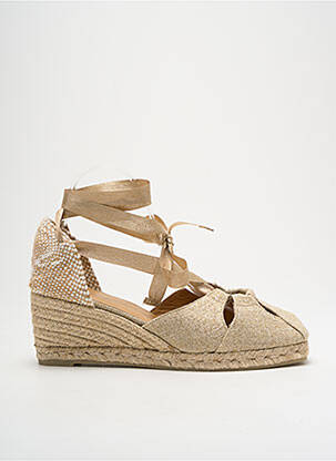 Espadrilles tissage satiné talon de 4 à 6cm or CASTANER femme