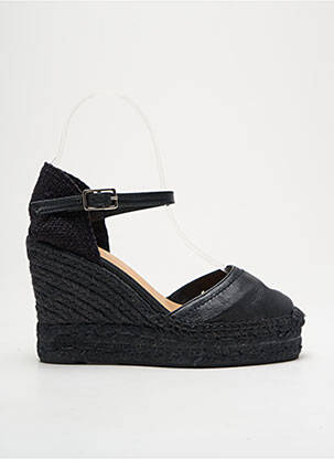 Espadrilles tissage satiné talon de 7 à 9cm noir CASTANER femme