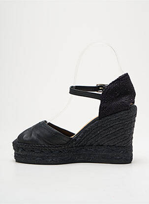 Espadrilles tissage satiné talon de 7 à 9cm noir CASTANER femme