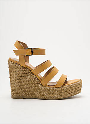 Espadrilles tissage satiné talon haut de 10cm et plus marron CASTANER femme