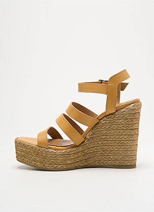 Espadrilles tissage satiné talon haut de 10cm et plus marron CASTANER femme