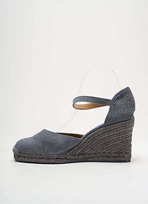 Espadrilles bout rond talon de 7 à 9cm gris CASTANER femme