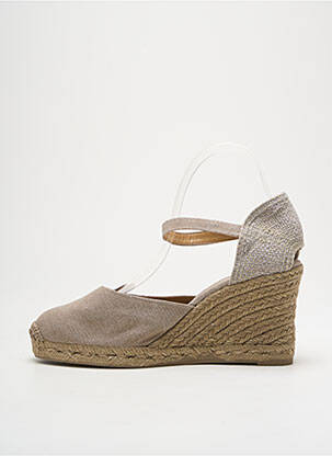 Espadrilles bout rond talon de 7 à 9cm gris CASTANER femme