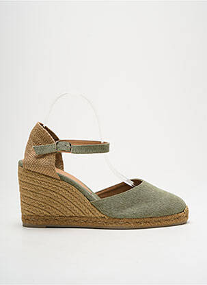 Espadrilles bout rond talon de 7 à 9cm vert CASTANER femme