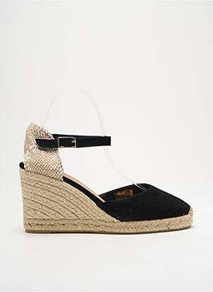 Espadrilles bout rond talon de 7 à 9cm noir CASTANER femme