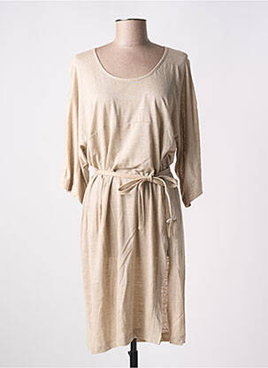 Robe mi-longue manches 3/4 manches 3/4 beige SO...SPA femme