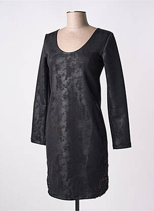 Robe courte manches longues manches longues noir SUGGEST femme