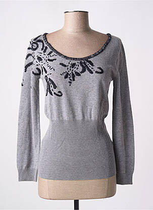 Pull stretch manches longues gris SUGGEST femme