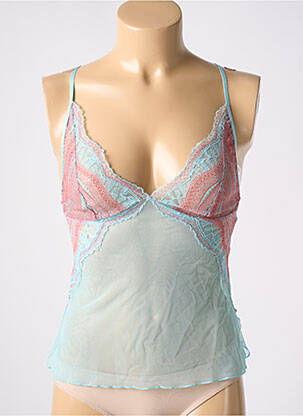 Top/caraco tissage dentelle bleu BARBARA femme