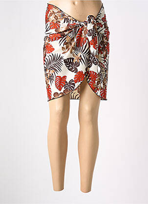Paréo imprimé fleurs marron JANINE ROBIN femme