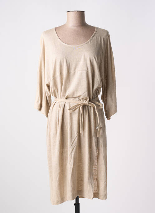 Robe mi-longue manches 3/4 manches 3/4 beige SO...SPA femme