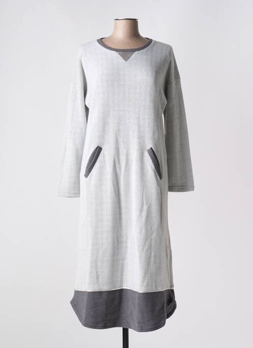 Robe mi-longue manches longues manches longues gris CANAT femme