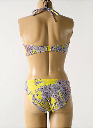 Maillot de bain 2 pièces fermeture clip jaune EMPREINTE femme