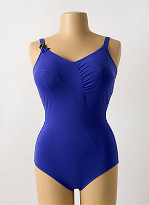 Maillot de bain 1 pièce bretelles élastiquées bleu EMPREINTE femme