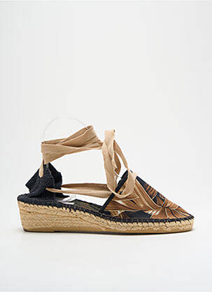Espadrilles tissage satiné talon de 4 à 6cm noir EMPREINTE femme