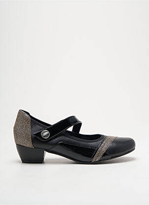 Ballerines fermeture scratch talon plat jusqu'à 3cm noir INEA femme