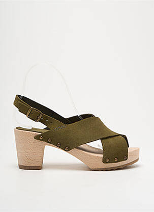 Sandales/nu pieds semi compensé talon de 4 à 6cm vert BOSABO femme