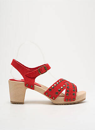 Sandales/nu pieds semi compensé talon de 4 à 6cm rouge BOSABO femme