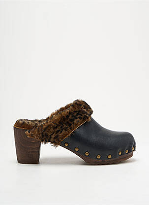 Mules/sabots tissage satiné talon de 4 à 6cm noir BOSABO femme