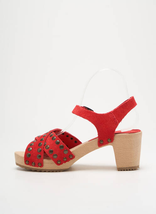 Sandales/nu pieds semi compensé talon de 4 à 6cm rouge BOSABO femme
