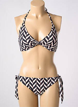 Maillot de bain 2 pièces stretch haut triangles noir OLYMPIA femme