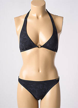 Maillot de bain 2 pièces stretch haut triangles noir OLYMPIA femme