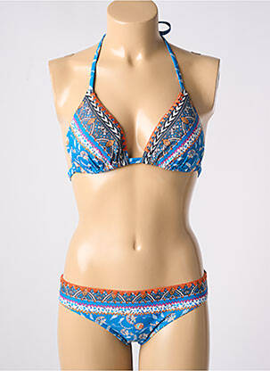 Maillot de bain 2 pièces stretch haut triangles bleu OLYMPIA femme