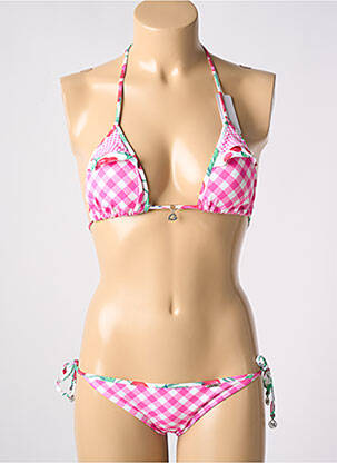 Maillot de bain 2 pièces stretch haut triangles rose BANANA MOON femme