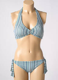 Maillot de bain 2 pièces stretch haut triangles vert OLYMPIA femme