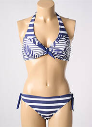 Maillot de bain 2 pièces stretch haut soutien-gorge moulé bleu CHERRY BEACH femme