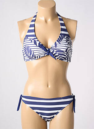 Maillot de bain 2 pièces stretch haut soutien-gorge moulé bleu CHERRY BEACH femme