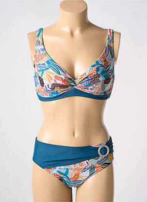 Maillot de bain 2 pièces stretch haut soutien-gorge emboitant bleu SUNMARIN femme